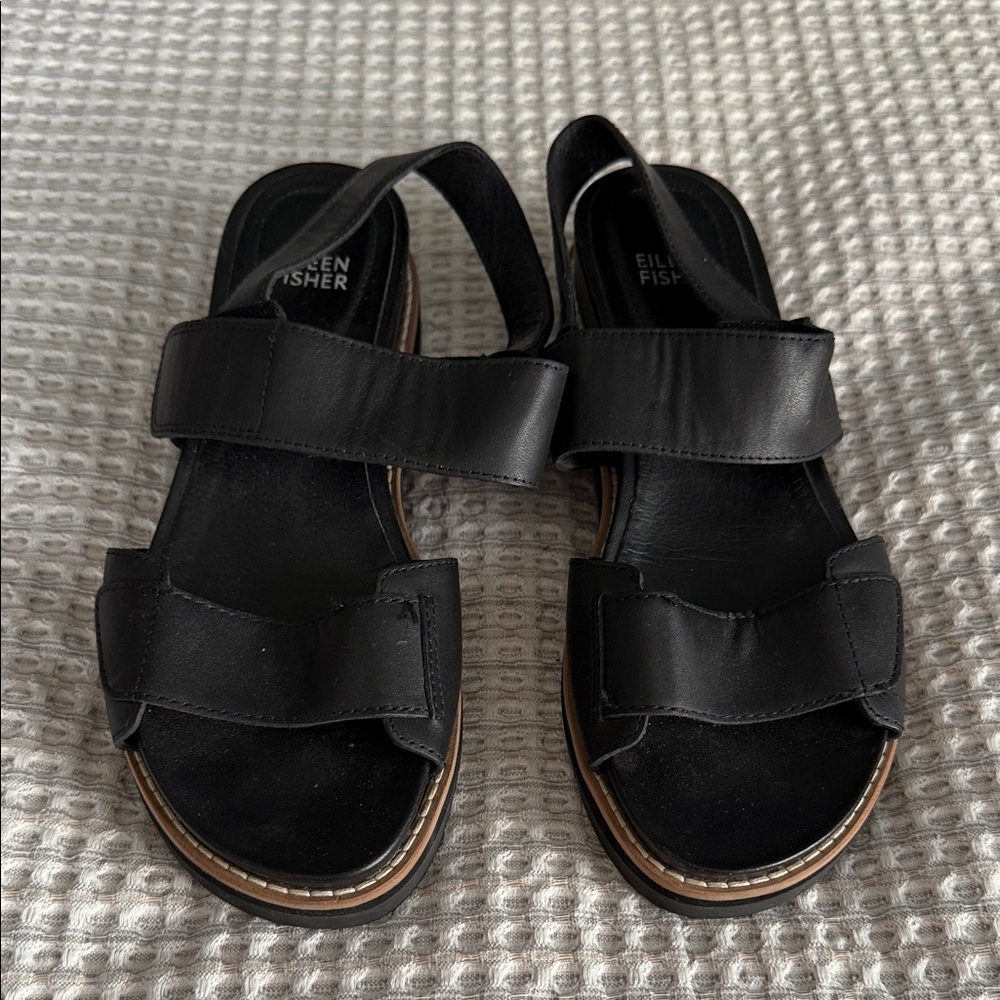 Eileen Fisher Black Leather Sandals
